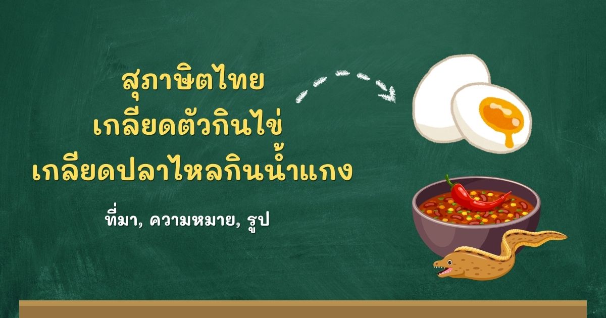 สุภาษิตเกลียดตัวกินไข่ เกลียดปลาไหลกินน้ำแกง