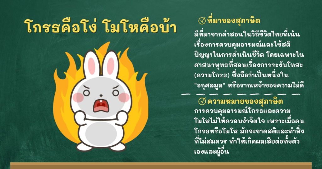 ที่มาและความหมายโกรธคือโง่ โมโหคือบ้า