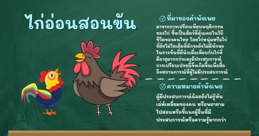 ที่มาและความหมายไก่อ่อนสอนขัน