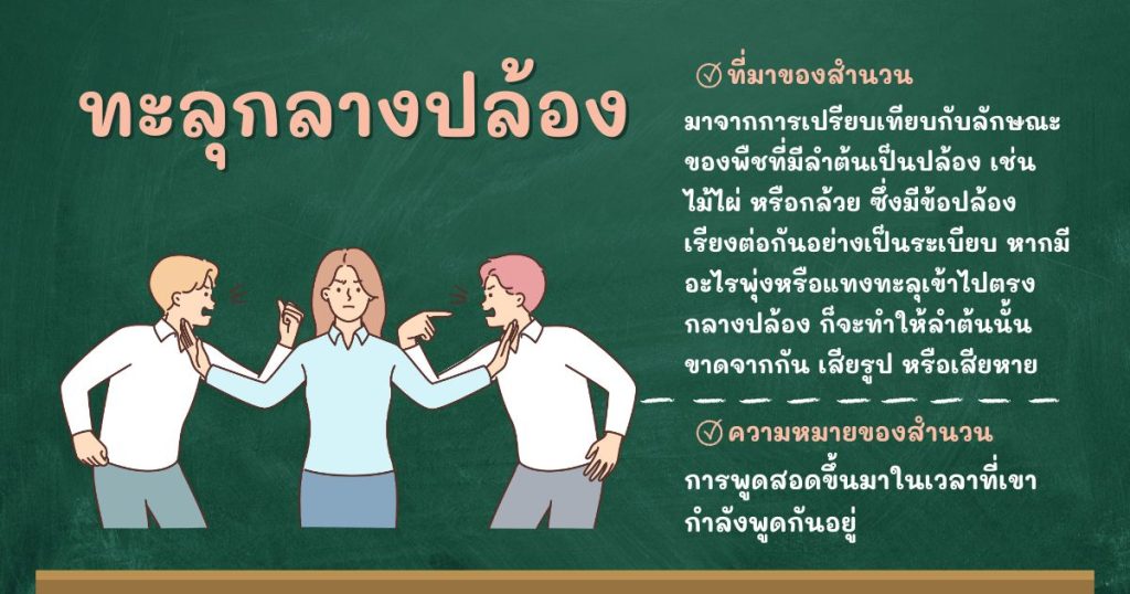 ที่มาและความหมายทะลุกลางปล้อง
