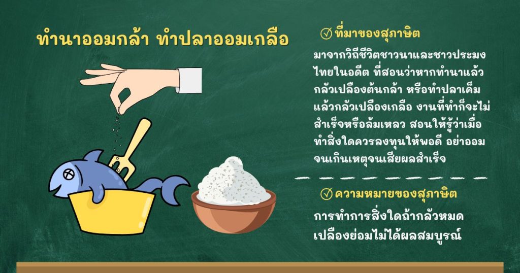 ที่มาและความหมายทำนาออมกล้า ทำปลาออมเกลือ