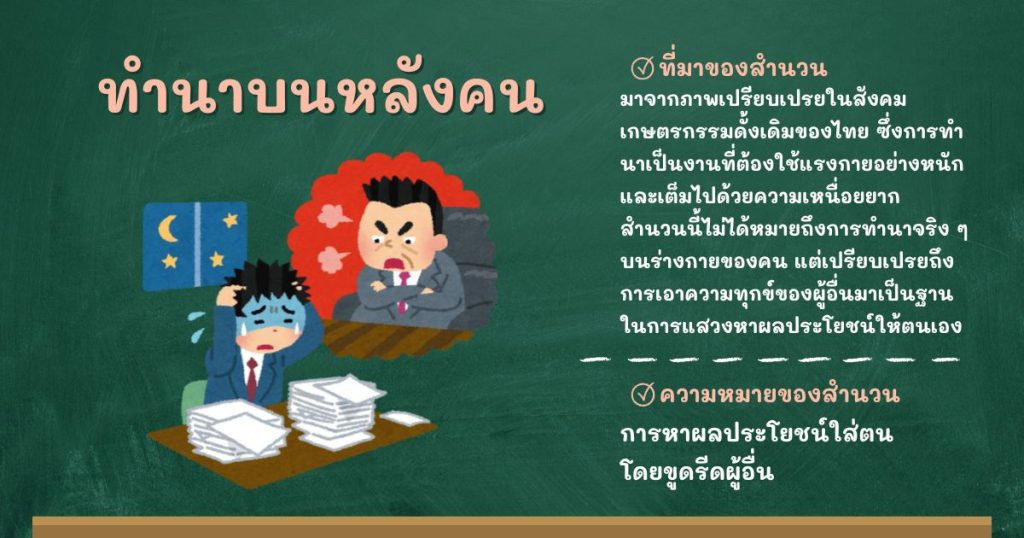 ที่มาและความหมายทำนาบนหลังคน
