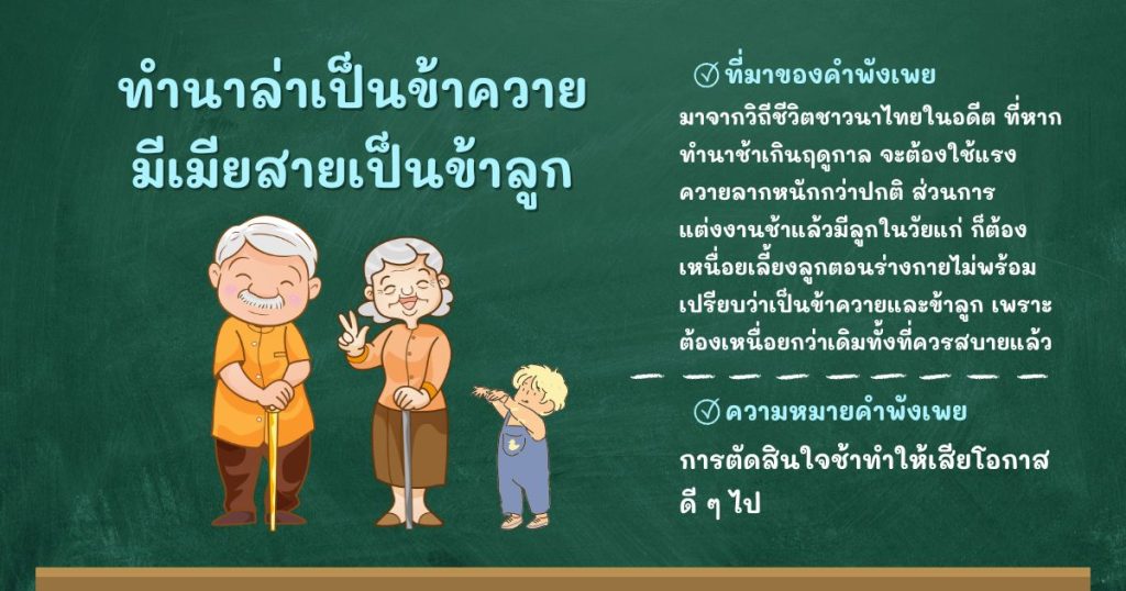 ที่มาและความหมายทำนาล่าเป็นข้าควาย มีเมียสายเป็นข้าลูก
