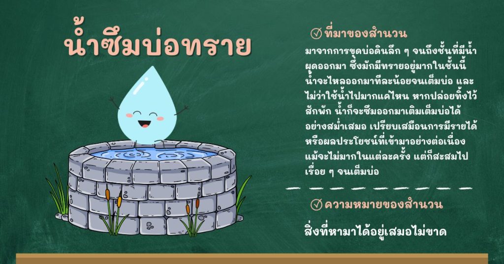 ที่มาและความหมายน้ำซึมบ่อทราย
