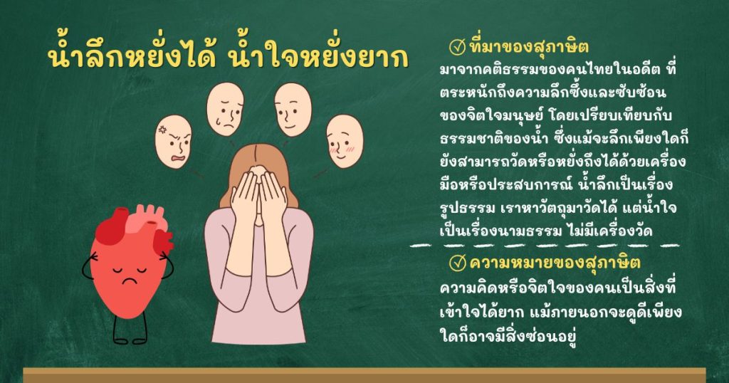 ที่มาและความหมายน้ำลึกหยั่งได้ น้ำใจหยั่งยาก