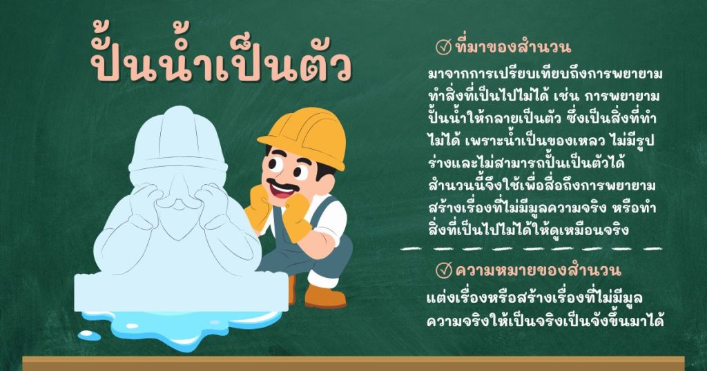 ที่มาและความหมายปั้นน้ำเป็นตัว