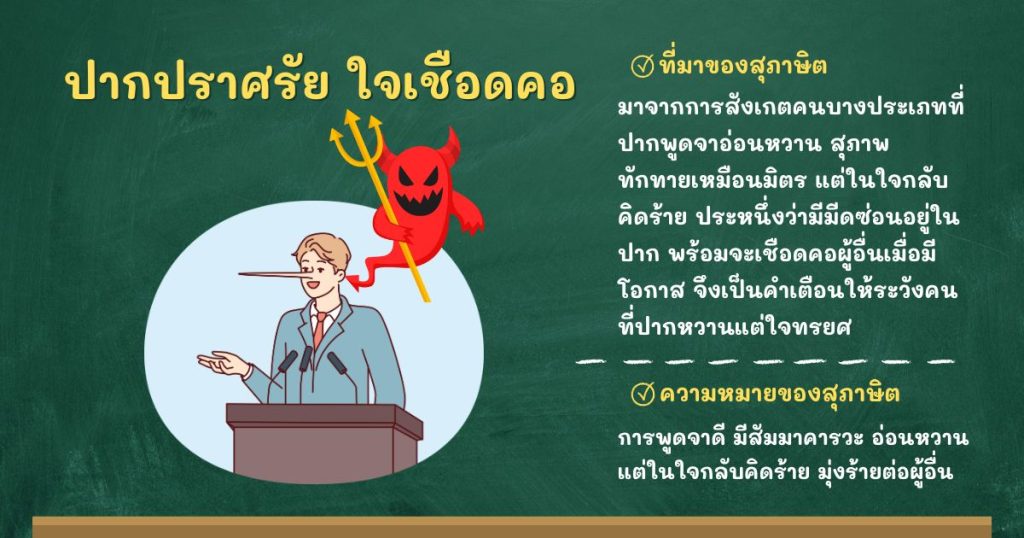 ที่มาและความหมายปากปราศรัย ใจเชือดคอ
