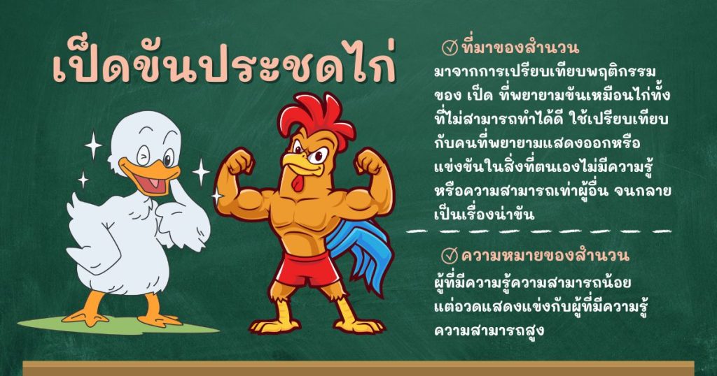 ที่มาและความหมายเป็ดขันประชดไก่