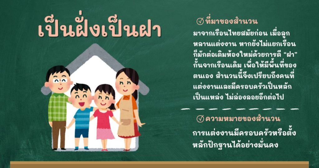 ที่มาและความหมายเป็นฝั่งเป็นฝา