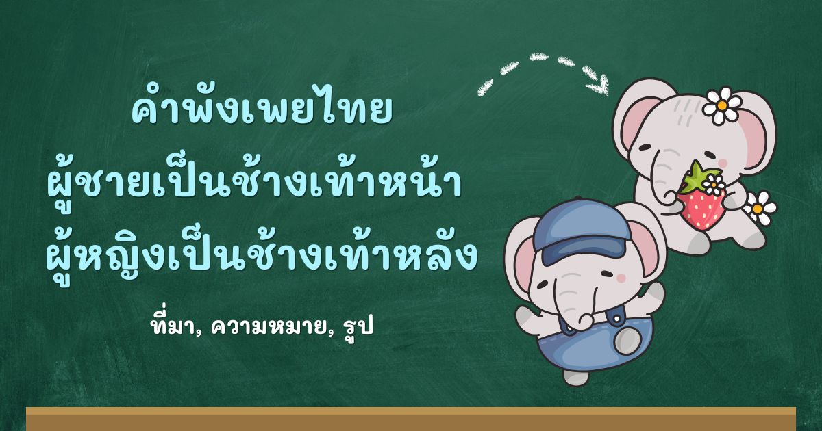 คำพังเพยผู้ชายเป็นช้างเท้าหน้า ผู้หญิงเป็นช้างเท้าหลัง