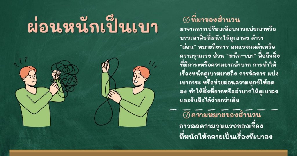 ที่มาและความหมายผ่อนหนักเป็นเบา