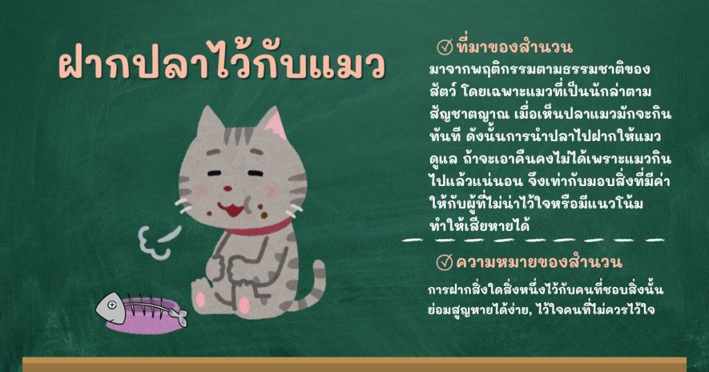 ที่มาและความหมายฝากปลาไว้กับแมว