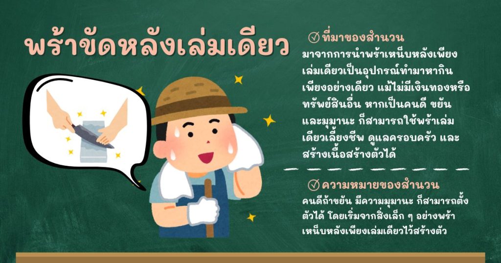 ที่มาและความหมายพร้าขัดหลังเล่มเดียว