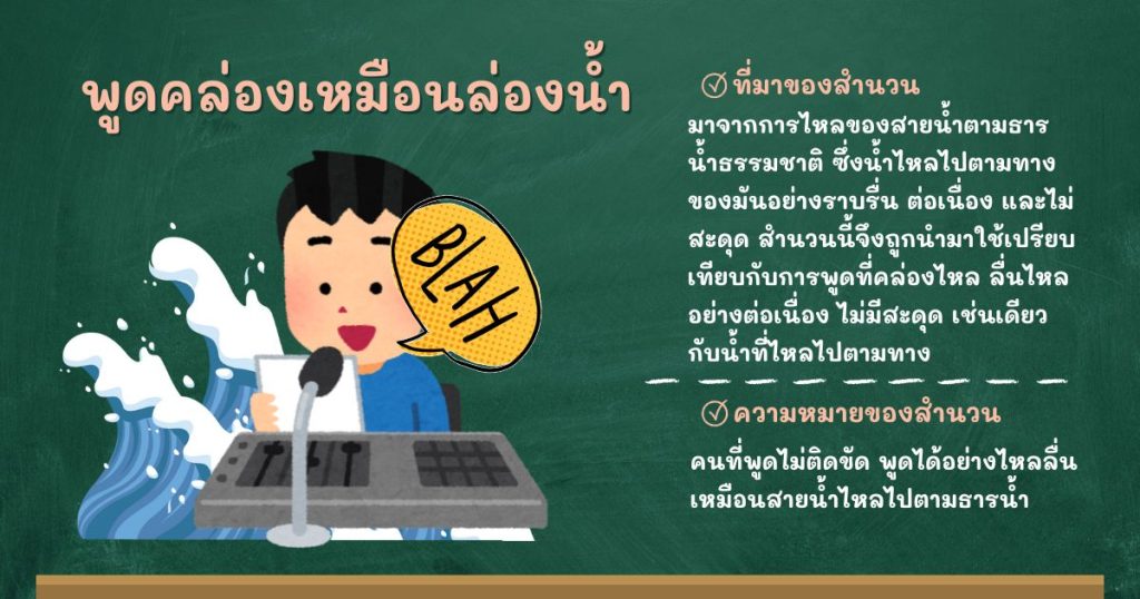 ที่มาและความหมายพูดคล่องเหมือนล่องน้ำ