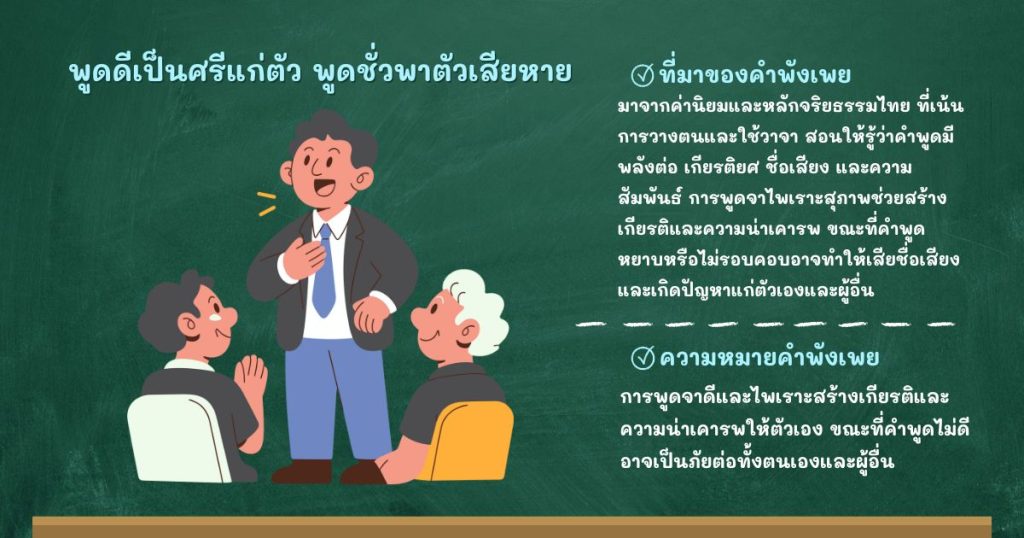 ที่มาและความหมายพูดดีเป็นศรีแก่ตัว พูดชั่วพาตัวเสียหาย