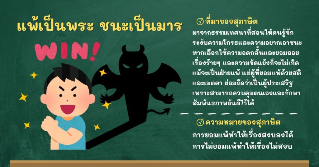 ที่มาและความหมายแพ้เป็นพระ ชนะเป็นมาร