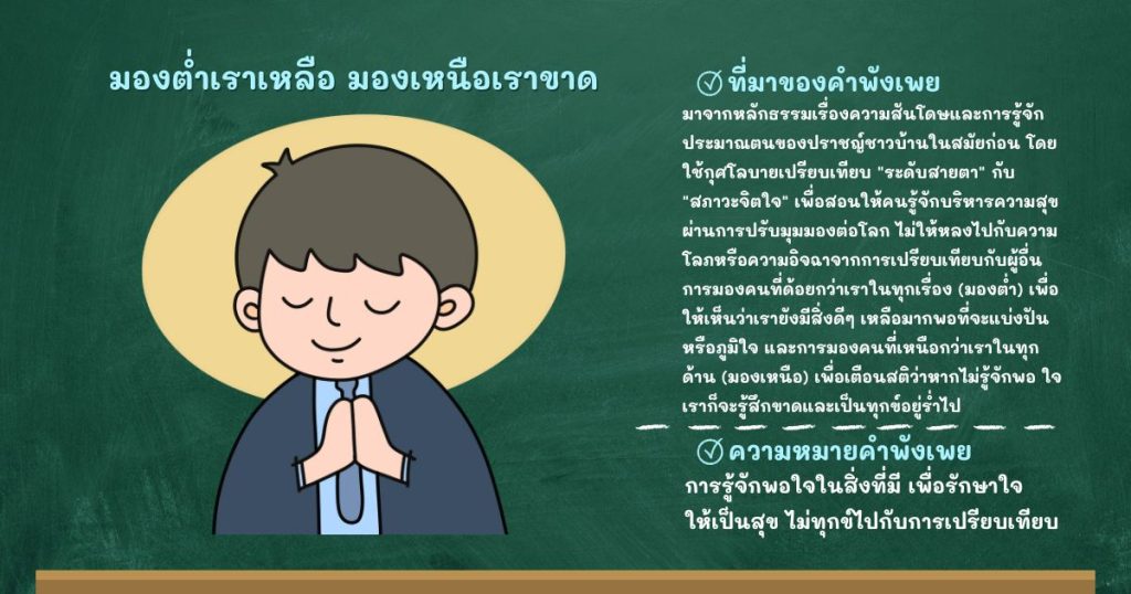 ที่มาและความหมายมองต่ำเราเหลือ มองเหนือเราขาด