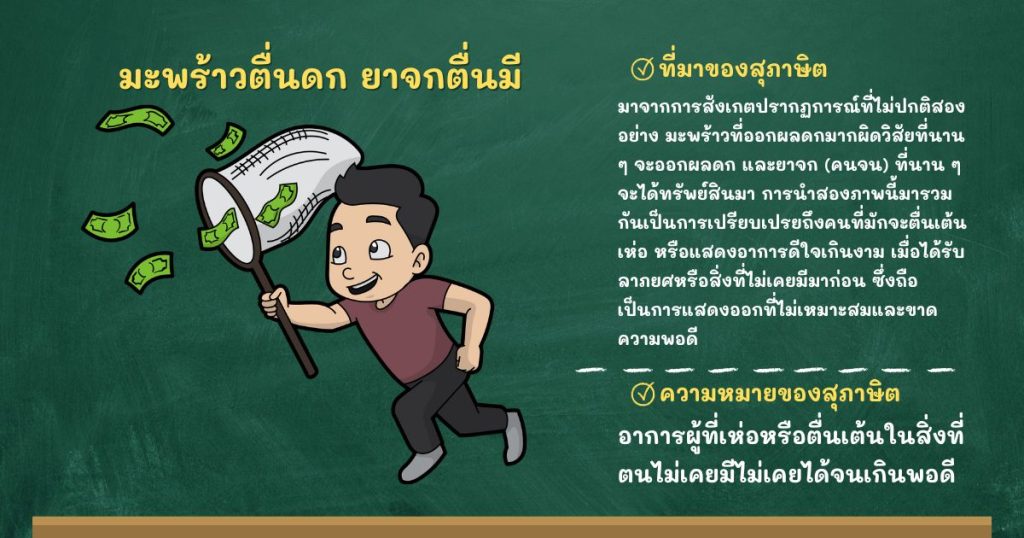 ที่มาและความหมายมะพร้าวตื่นดก ยาจกตื่นมี