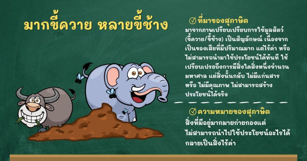 ที่มาและความหมายมากขี้ควาย หลายขี้ช้าง