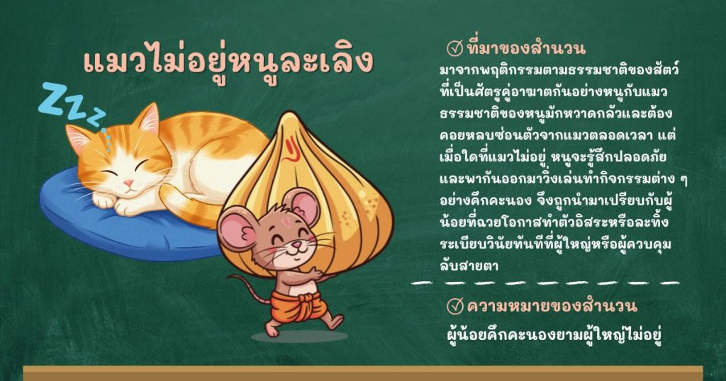 ที่มาและความหมายแมวไม่อยู่หนูละเลิง