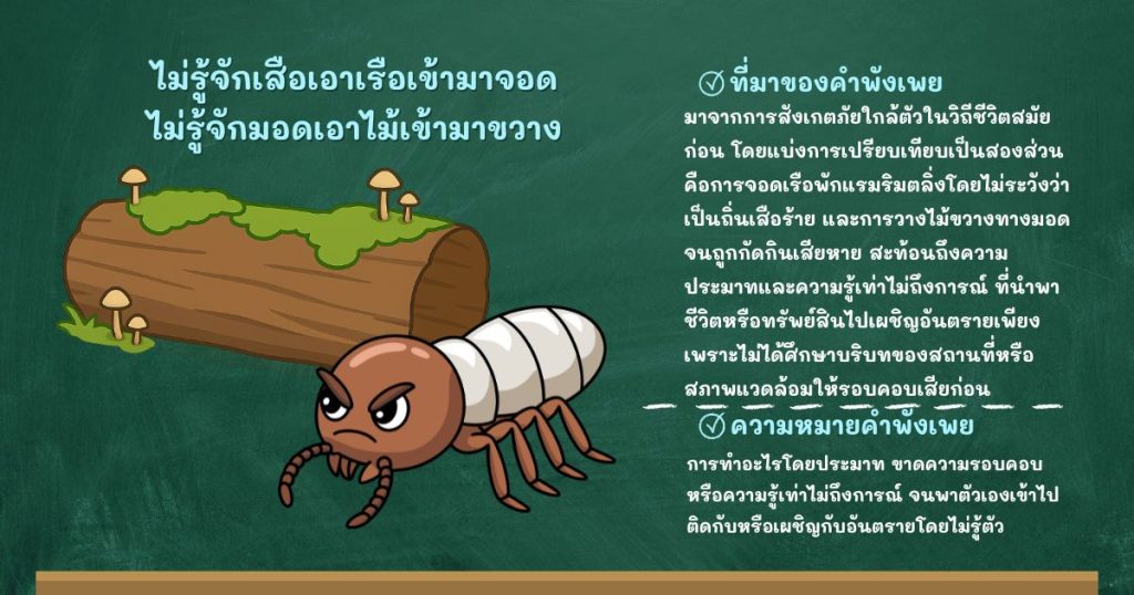 ที่มาและความหมายไม่รู้จักเสือเอาเรือเข้ามาจอด ไม่รู้จักมอดเอาไม้เข้ามาขวาง