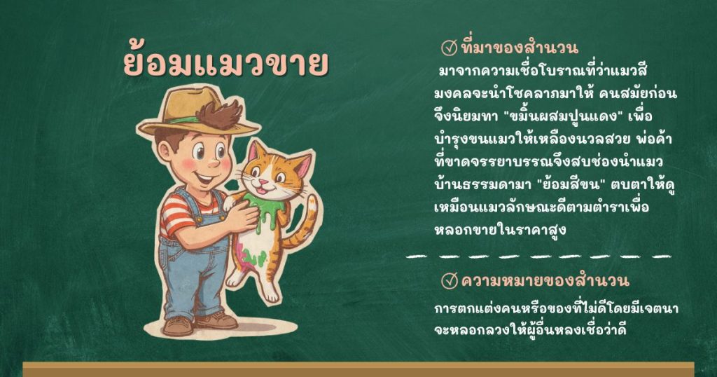 ที่มาและความหมายย้อมแมวขาย